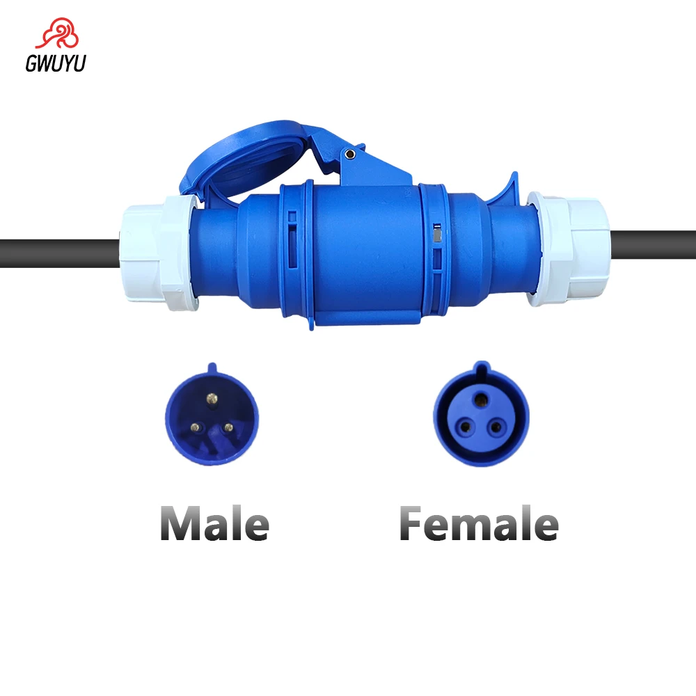 32A 16A Синяя/красная розетка CEE EU Schuko Type2 Адаптер 7KW 11KW на 3.5KW Женский конвертер для