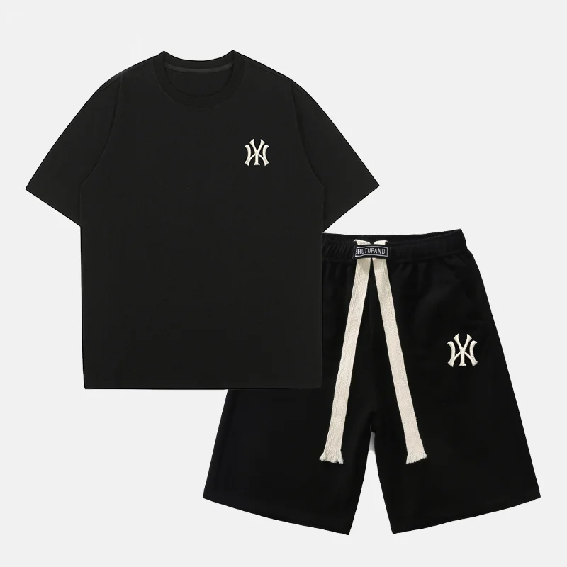 Men's Shorts Sets  Fashion Luxury Brand Printed Streetwear Harajuku Sportswears Female Clothing 100% Cotton Free Shiping