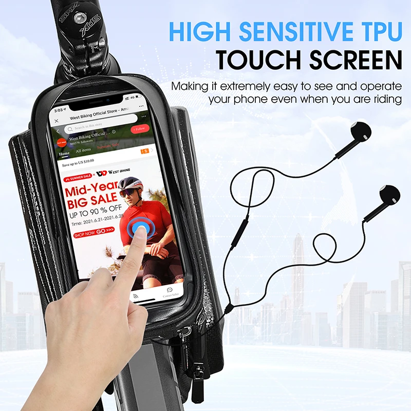 west biking bicycle bag front frame mtb bike bag cycling accessories high quality waterproof touch screen top tube phone bag free global shipping
