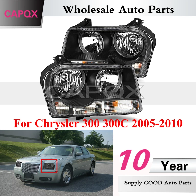 

CAPQX пара галогенных фар переднего бампера для Chrysler 300 300C 2005-2010, передняя фара, головной светильник