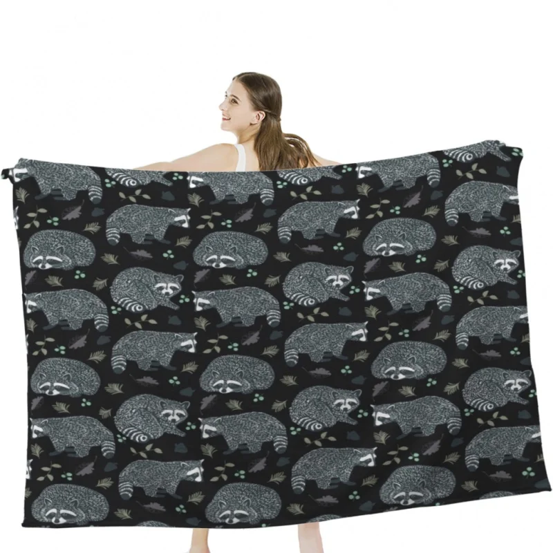 

Raccoons Throw Blanket Soft Velvet Blanket Travel Bedding Blanket