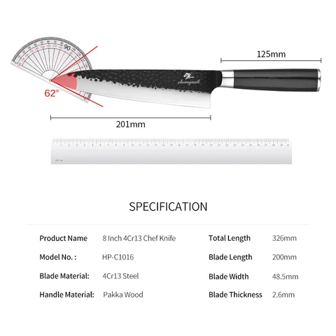 8 дюймовый кованый шеф-нож 4Cr13 из углеродистой стали, японские кухонные ножи, бритвенный нож с деревянной ручкой