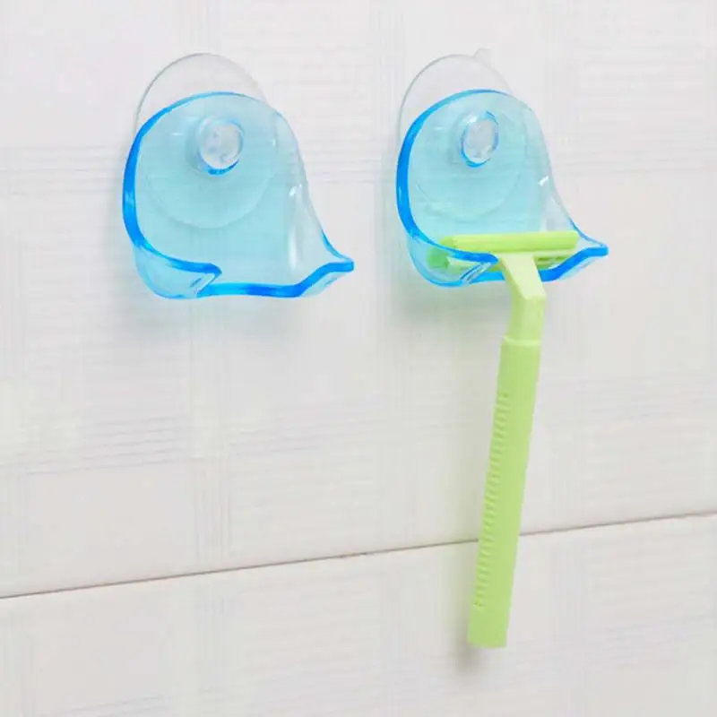 

Clear Blue Suction Cup Razor Rack Plastic Bathroom Razor Holder Shaver Storage Rack Wall Hook Hangers Towel Sucker Bathroom Tool