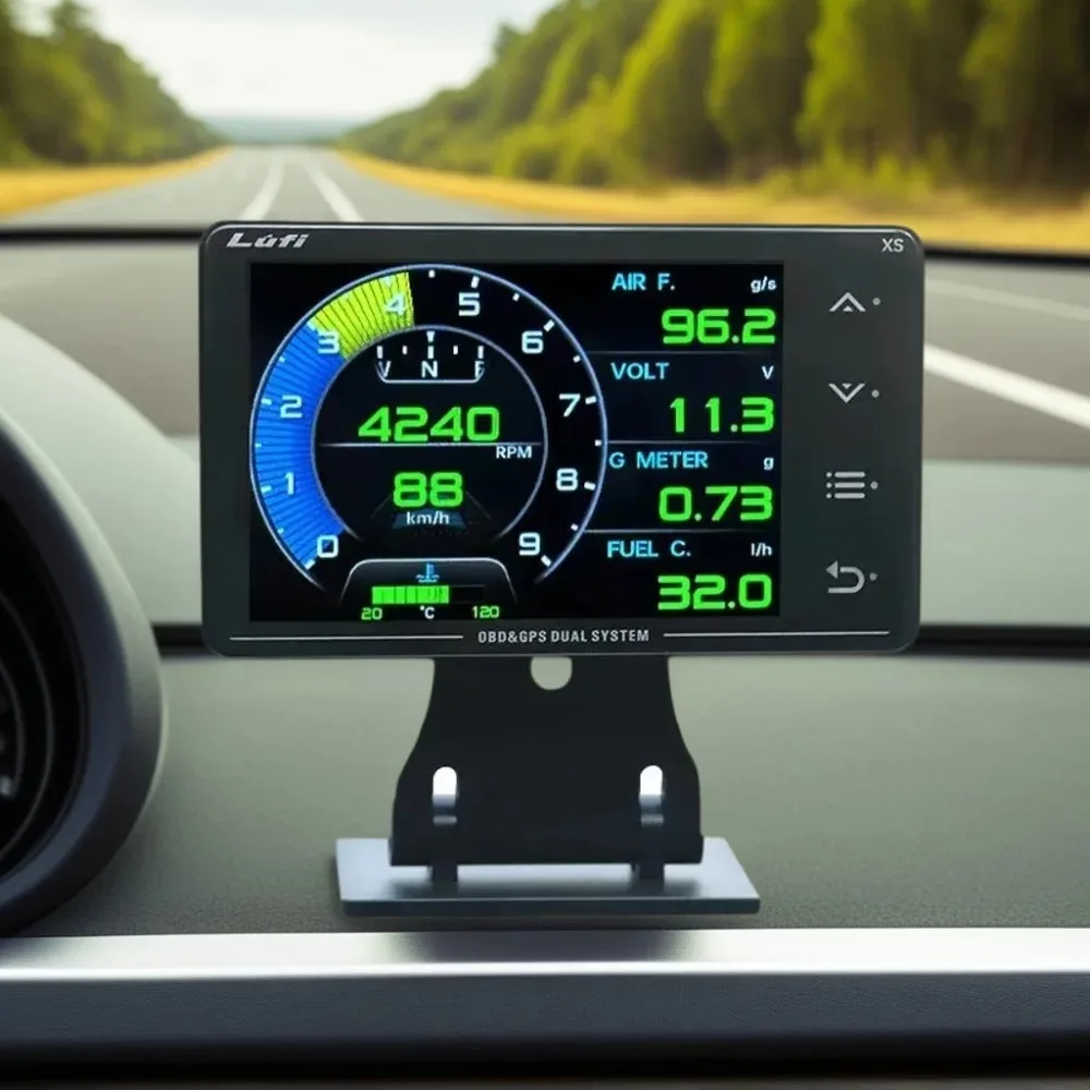 Фото Новый многофункциональный прибор Lufi Gauge XS OBD + GPS для автомобиля: измерение температуры воды, температуры турбонаддува, температуры масла, гравитационного ускорения (G-значения), гироскопа, с ЖК-дисплеем №3