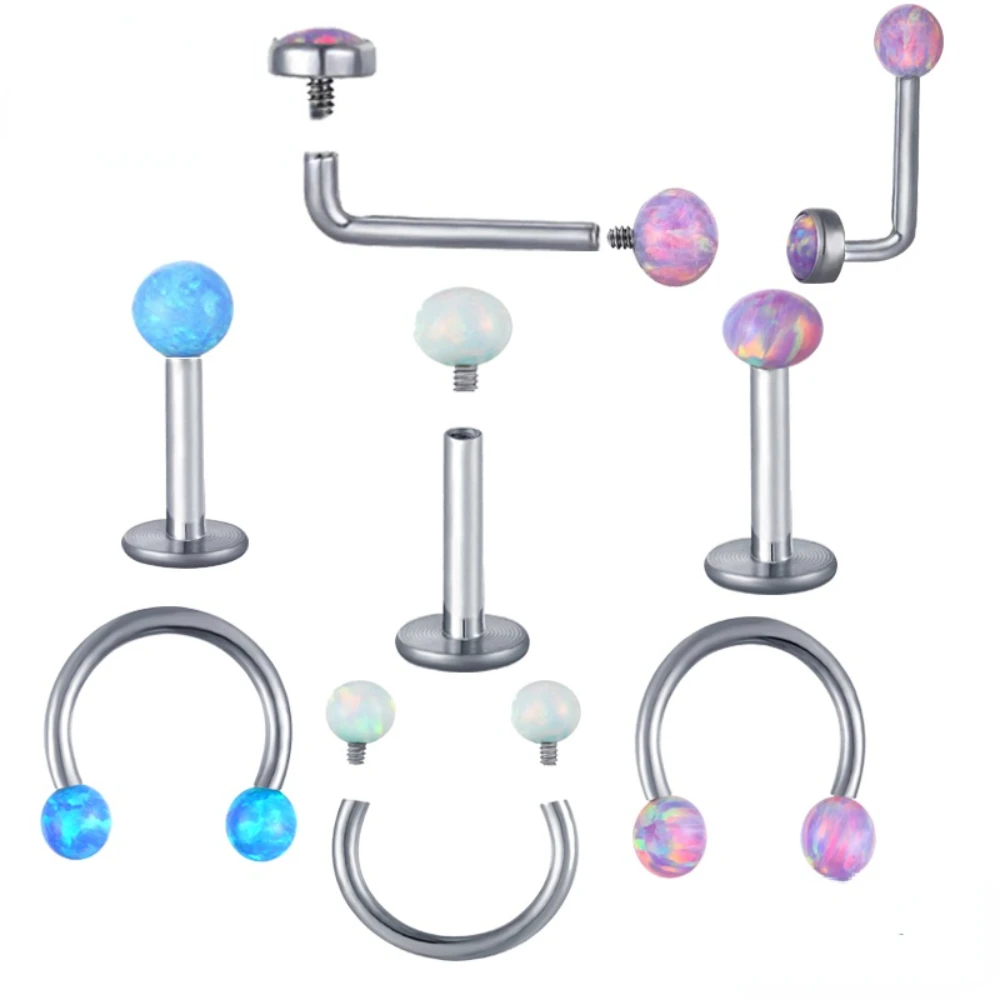 

1 PC New High Quality G23 Titanium Opal Ball Stud Nose Ring Ear Cartilage Helix Earrings Piercing Body Jewelry