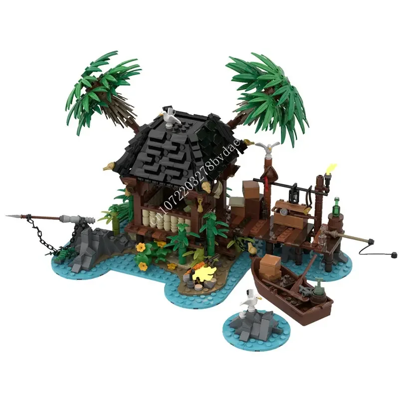 

1058PCS Customized MOC A Pirate's Getaway Medieval Pirate Theme Model Building Blocks Bricks DIY Assembly Kid Birthday Toys Gift