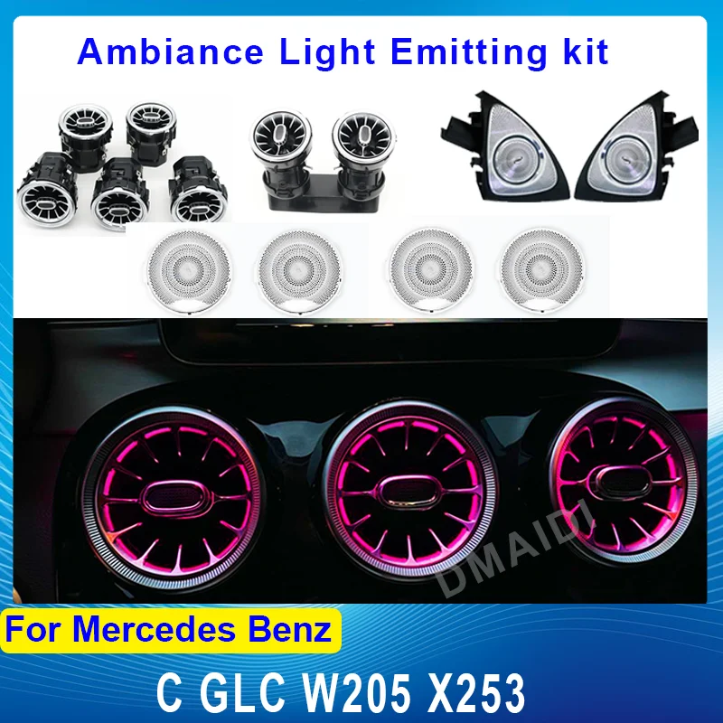 

Interior Ambient Light Automotive trim LED Air Vents 3D Tweeter Speaker For Mercedes-Benz C/GLC Class Coupe W205 C43 C63 X253