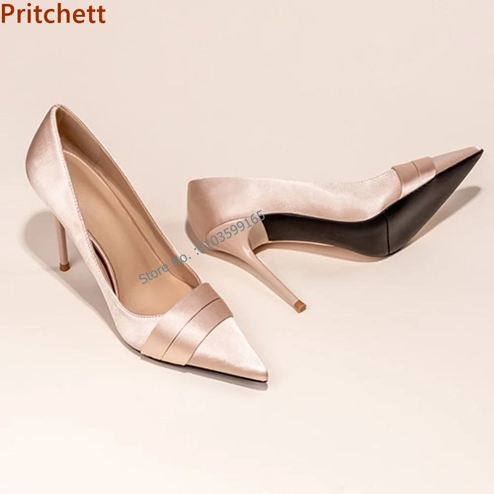 Женские туфли на тонком каблуке-шпильке с прямым ремешком