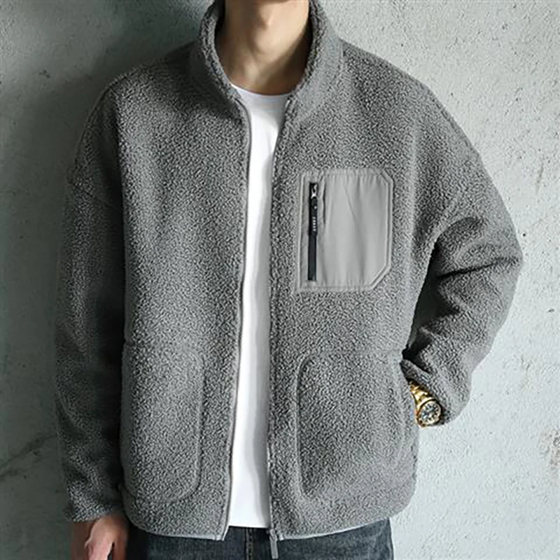 Lamb Wool Coat Men's Cotton Coat Cashmere Thickened Cotton Coat in Autumn And Winter Lamb Wool Cotton Coat Fashion men jacket