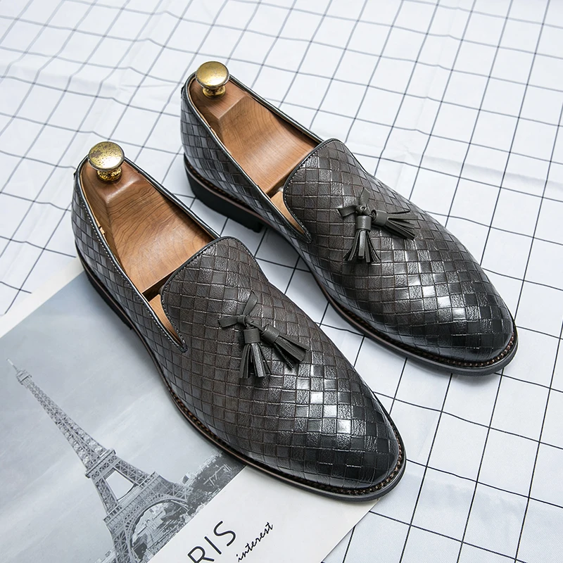 

Роскошные модные плетеные мужские классические кожаные деловые туфли с кисточками, свадебная дизайнерская офисная повседневная обувь для мужчин, лоферы, 38 ~ 46, 2023
