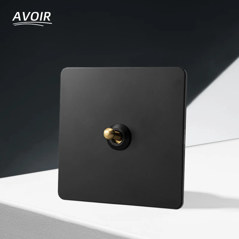 

Avoir Black Wall Light Toggle Switch And Usb Power Socket LED Lighting Dimmer Stainless Steel Panel Retro Switch 1-4 Gang 2 Way
