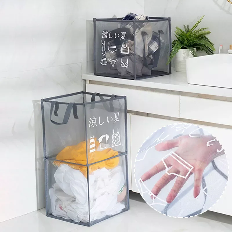 

Japanese Mesh Laundry Basket Foldable Laundry Basket Bathroom Accessories Storage Baskets Clothes Organizer Laundry Hamper