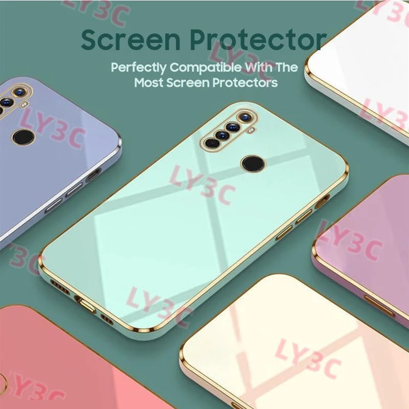 

Чехол для Realme 5 5i 5s C3 6i 5pro 8 8pro 8i 9 9pro + 9i Силиконовый противоударный чехол с золотистыми краями