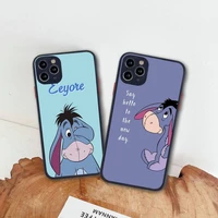 cute cartoon eeyore phone case for iphone 13 12 11 pro max mini xs 8 7 plus x se 2020 xr matte transparent cover