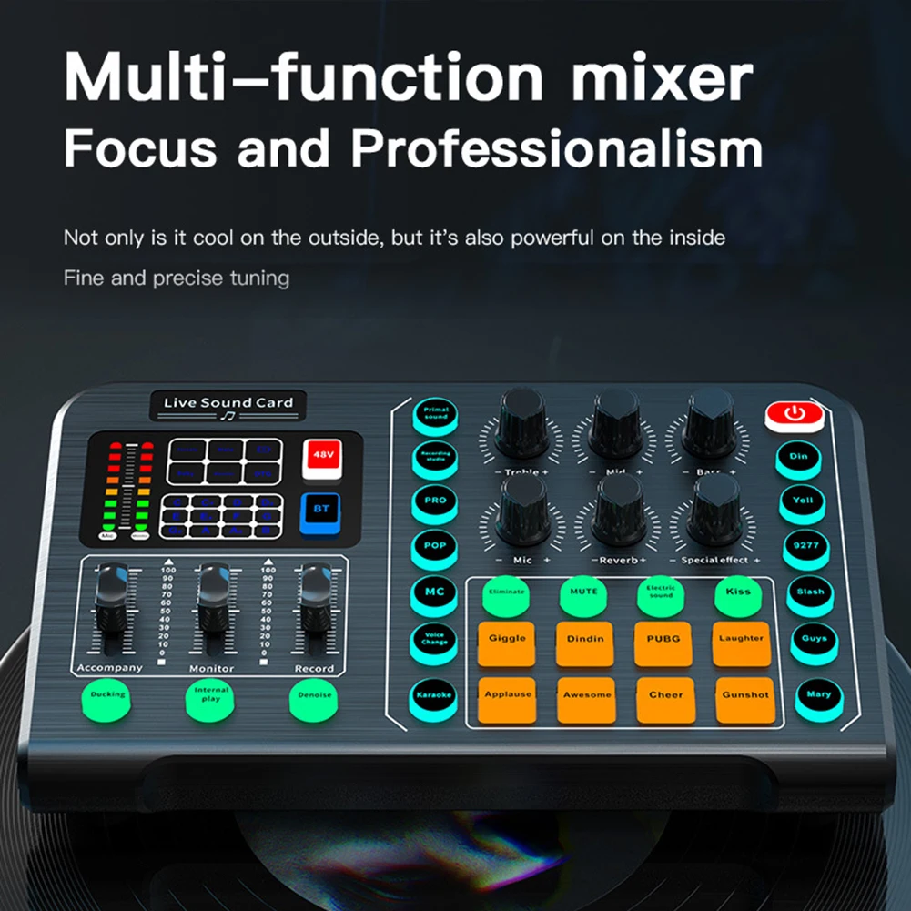 OTG Transmission Wireless Bluetooth External Mixer Sound Card Noise Reduction Live Streaming Broadcast Podcasting Mixer Audio