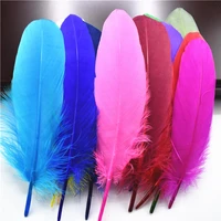 100pcslot hard stick natural goose feathers for needlework decorative craft feathers handicraft accessories colored decoration