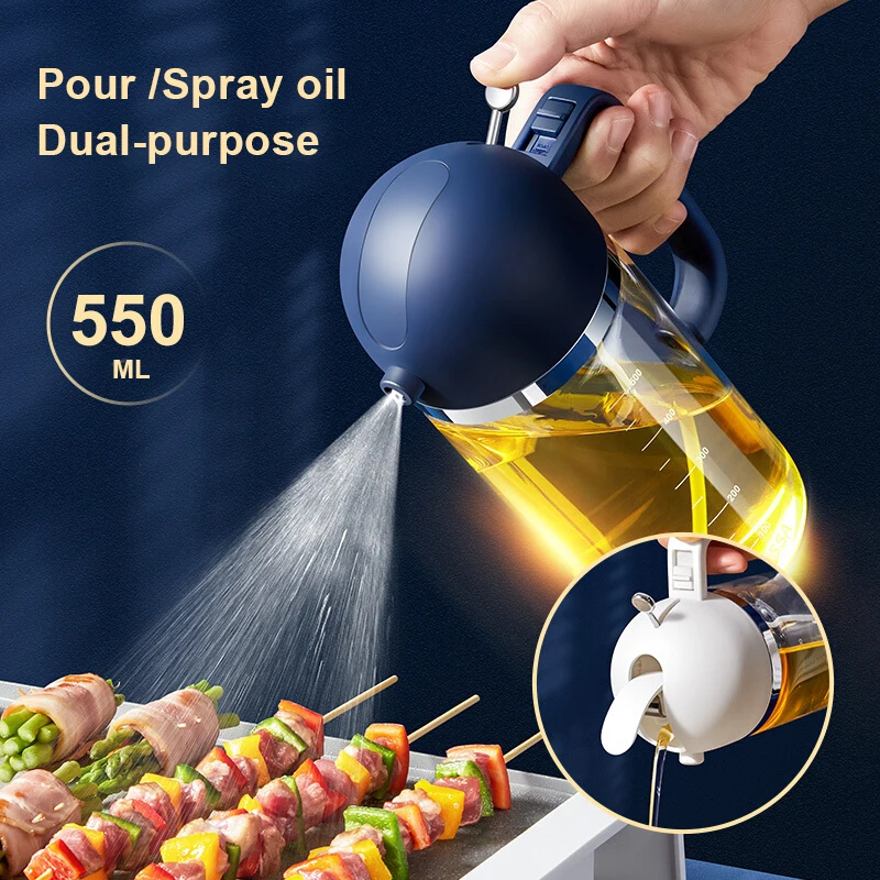 

Dual-Purpose Olive Oil Spray Pouring Bottle Cooking Baking Oil Vinegar Mist Sprayer For BBQ Kitchen Glass Oil Dispenser Bottle