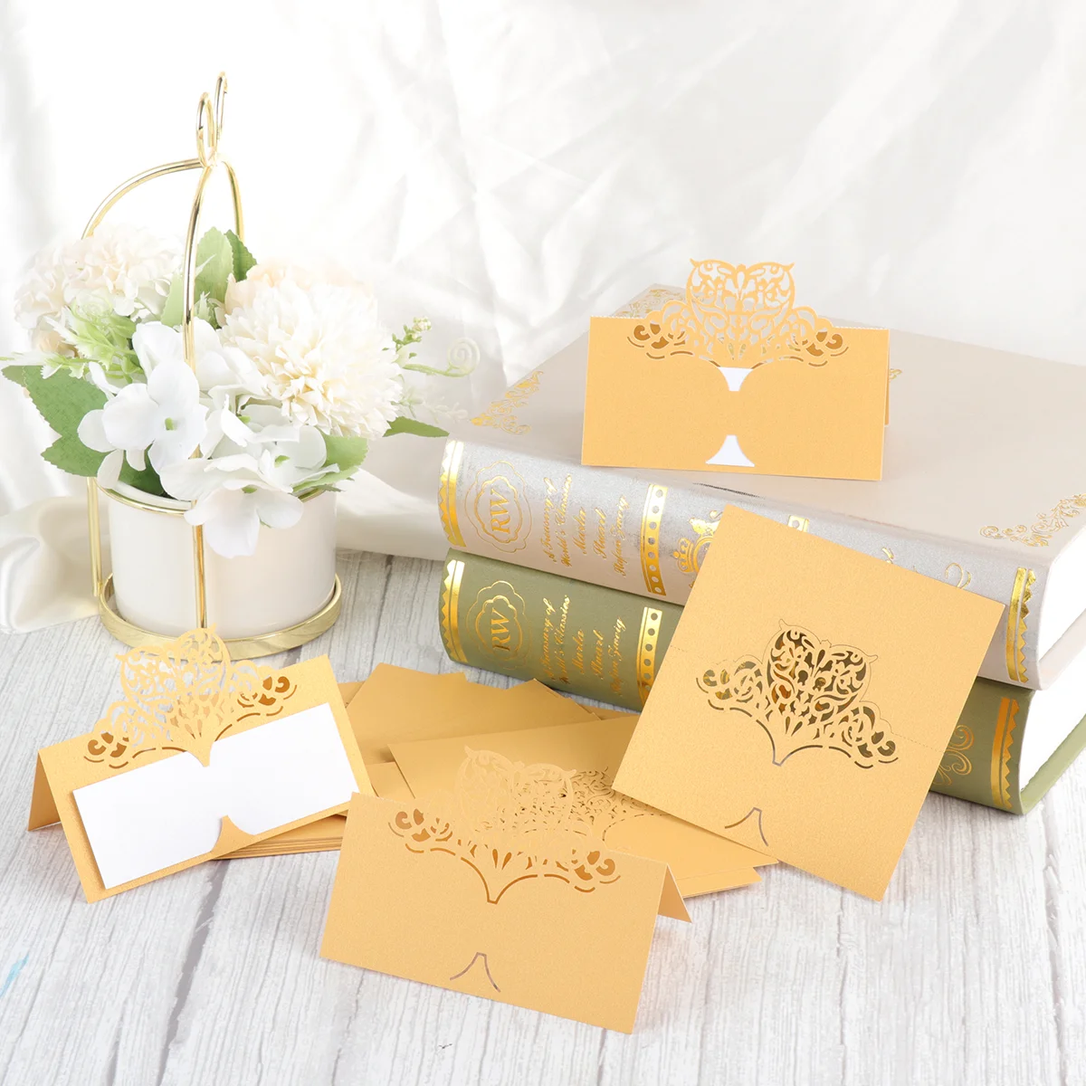 

Table Place Cards for Wedding Message Cards Hollow Floral Place Cards Wedding Party Table Name Seating Cards