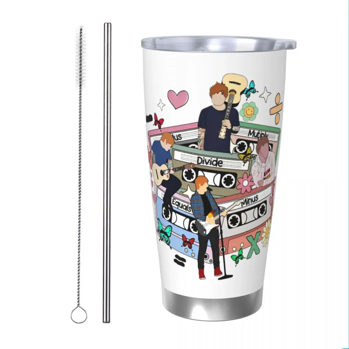 Изолированный стакан с крышкой Ed Sheerans в форме бабочки кофейные кружки из