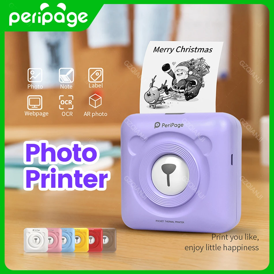 

304dpi Peripage A6 Bluetooth Mini Pocket Printer Thermal Photo Label Printing Color Paper Rolls Original Mobile iOS Android