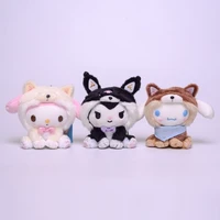 11cm sanrio cartoon stuffed animal kuromi my melody cinnamoroll anime kawaii cute soft plush bag pendant girl doll toy gift