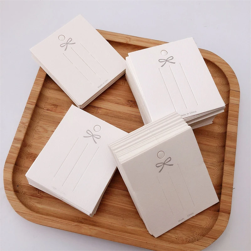 

50pcs Display Cards for Necklace Bracelet Earrings Ear Studs Cardboard Package Hair Clips White Craft Hang Tag Card Wholesale
