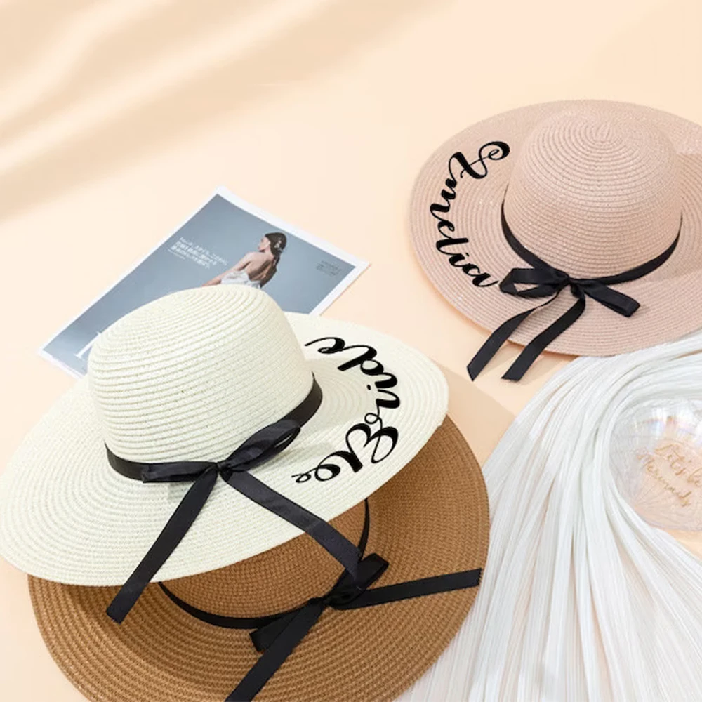 Sombrero de playa flexible con nombre personalizado, sombrero de novia para ser regalo, fiesta, luna de miel, playa, fin de semana, verano, regalos de boda