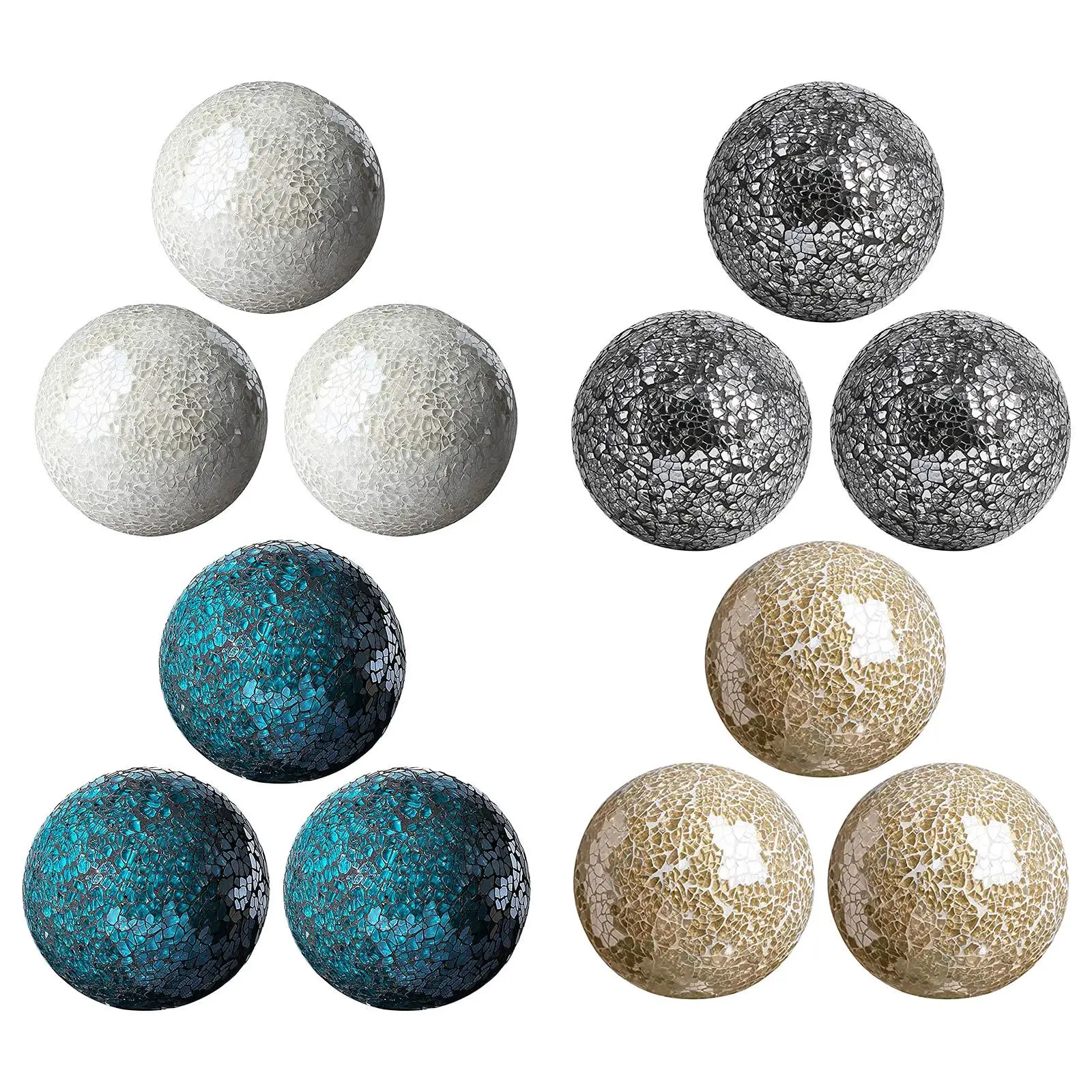3Pcs Housewares Glass Decorative Balls Home Decor Mosaic Sphere Ball Set for Bowls Vases Tray And Centerpiece images - 6