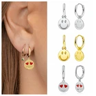 Серьги-кольца женские из серебра 925 пробы с изысканным улыбающимся лицом