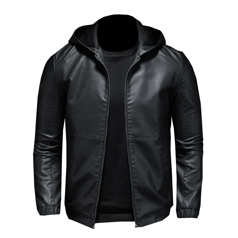 

2021 Casual Motorcycle PU Jacket Mens Winter Autumn Fasion Leater Jackets Male Slim ded Warm Outwear Fleece Clotin S-5XL