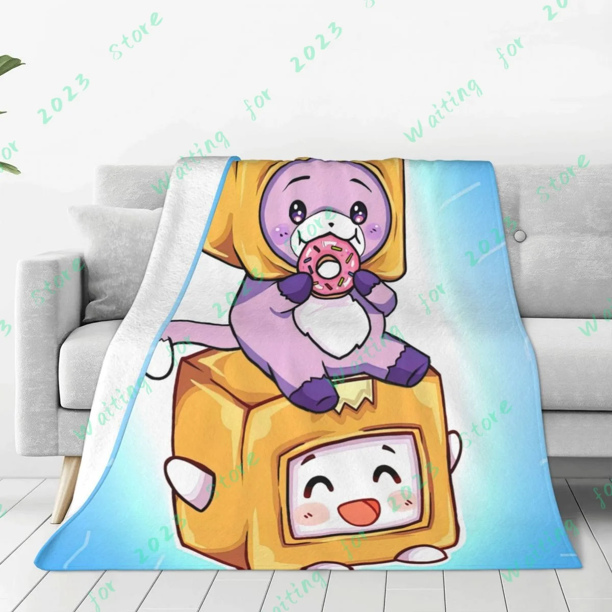 

Lankybox Beding Blanket Ultra-Soft Micro Fleece Boxy and Foxy Living Room/Bedroom Warm Cozy Blanket for Kids Gifts