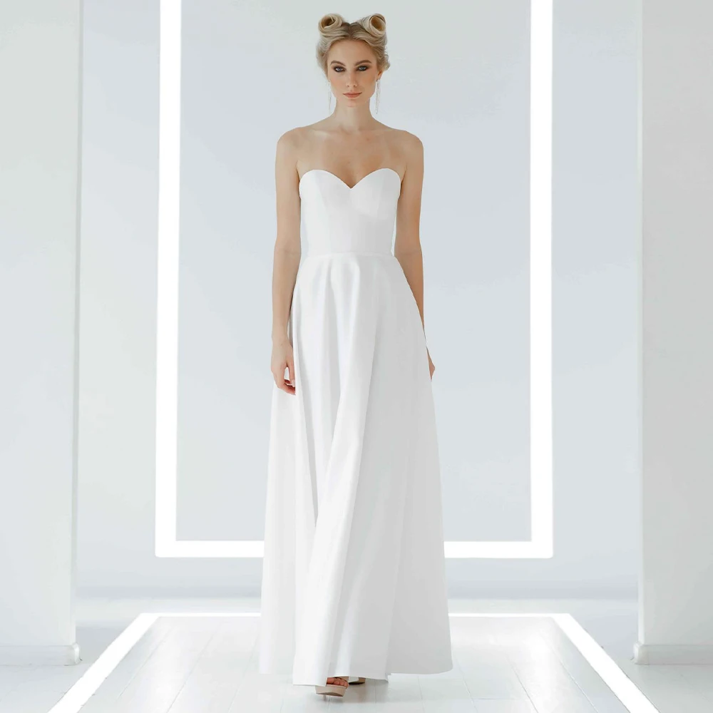 

Простое свадебное платье 2023 А-силуэта, свадебное платье до щиколотки для невесты, принцессы, белое свадебное платье без рукавов с открытой спиной