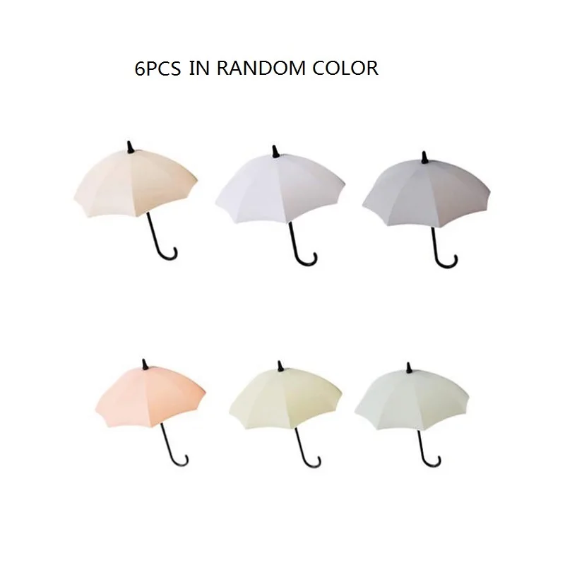 

6PCS Cute Creative Umbrella Wall Mount Hook Key Holder Behind Door Hanger for Home Decoration