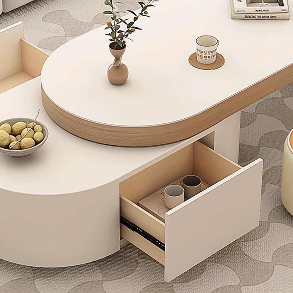 Журнальный столик скандинавским украшением и ящиком организация хранения