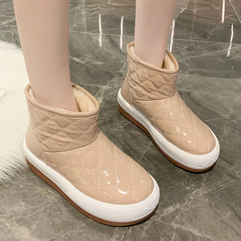 

Женские ботильоны челси на платформе и плоской подошве, плюшевые ботинки из хлопка, повседневная обувь, новинка зимы 2022, дизайнерские женск...