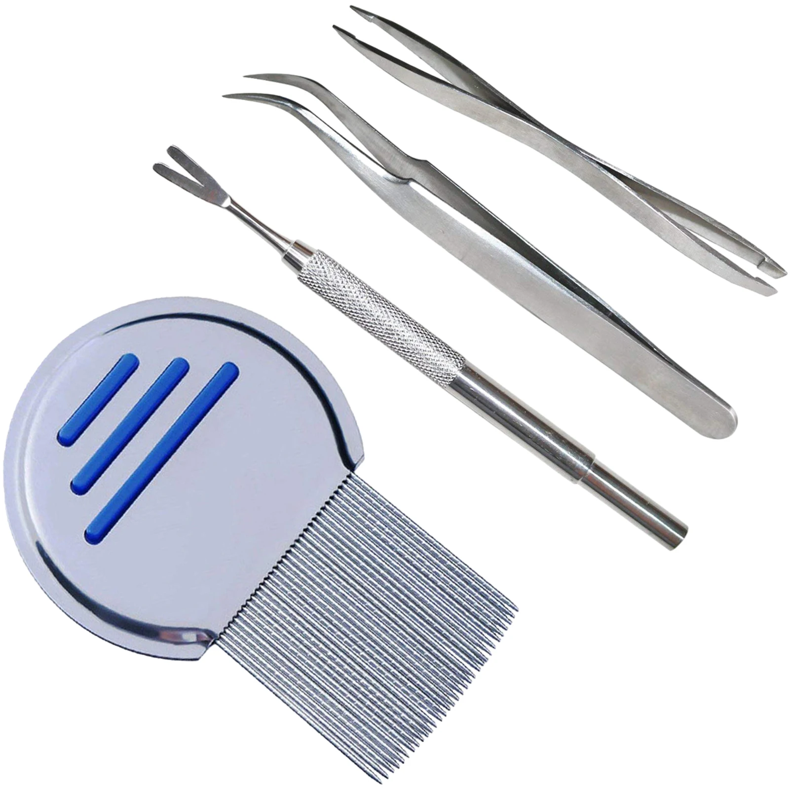 

4pcs Effective Grooming Reusable Practical Hair Removal Home Flea Comb Set Professional Bath Cleaning Portable Stainless Steel