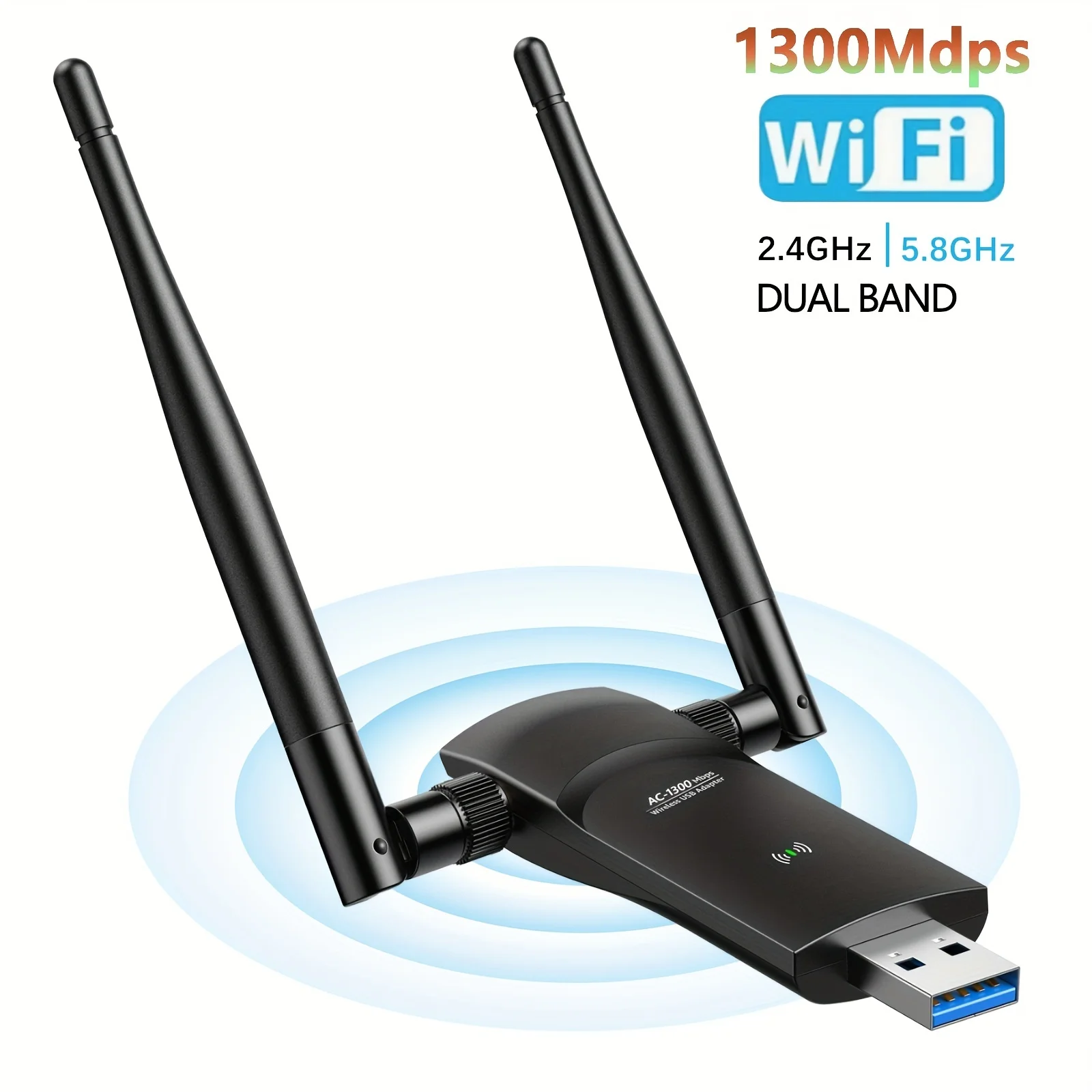 

Boost Your PC's WiFi Speed Instantly - 1200Mbps L-Link USB Adapter With Dual 5Dbi Antennas For Windows, OS & Linux