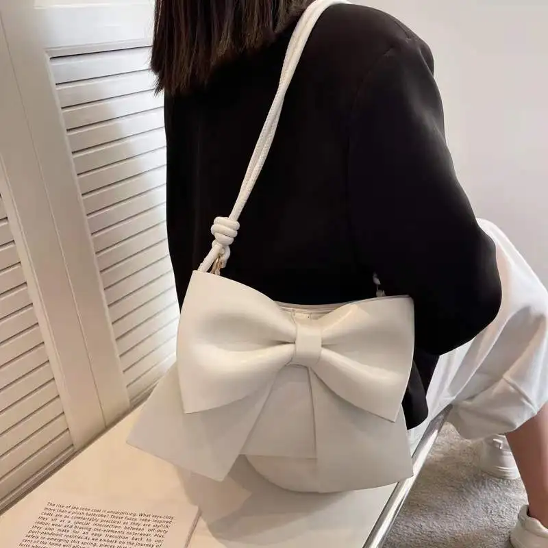 

Niche Design Luxury Small Bag 2022 Spring New Fashion Frosted Bow Crossbody Bag Spring Underarm Bucket Bag Free Shipping