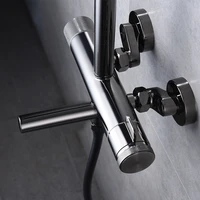 digital shower 3 way brass grey black bathroom wall mounted bath thermostatic waterfall shower mixer 3 valve rain shower b2038