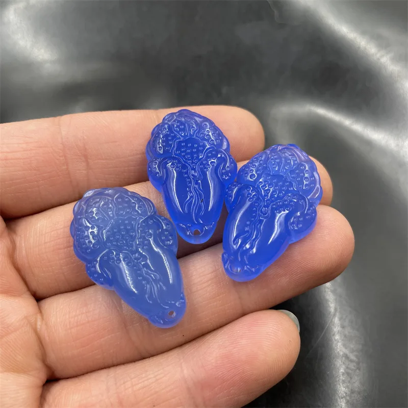 Дешевые Натуральные нефритовые товары подвеска из голубого халцедона с голубым
