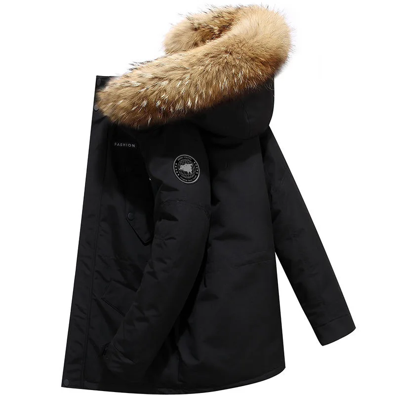 Canadian Luxury Brand Winter Men's and Women's Puffer Hooded Down Jacket Goose Thick Coat Warm Fur Collar Premium Men's Clothes
