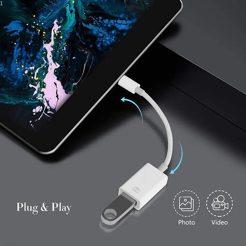 

For Lightning to USB OTG Adapter for ipad iPhone14 13 12 11 Pro mini x xr 8 7 to Read transfer data Connect external USB device