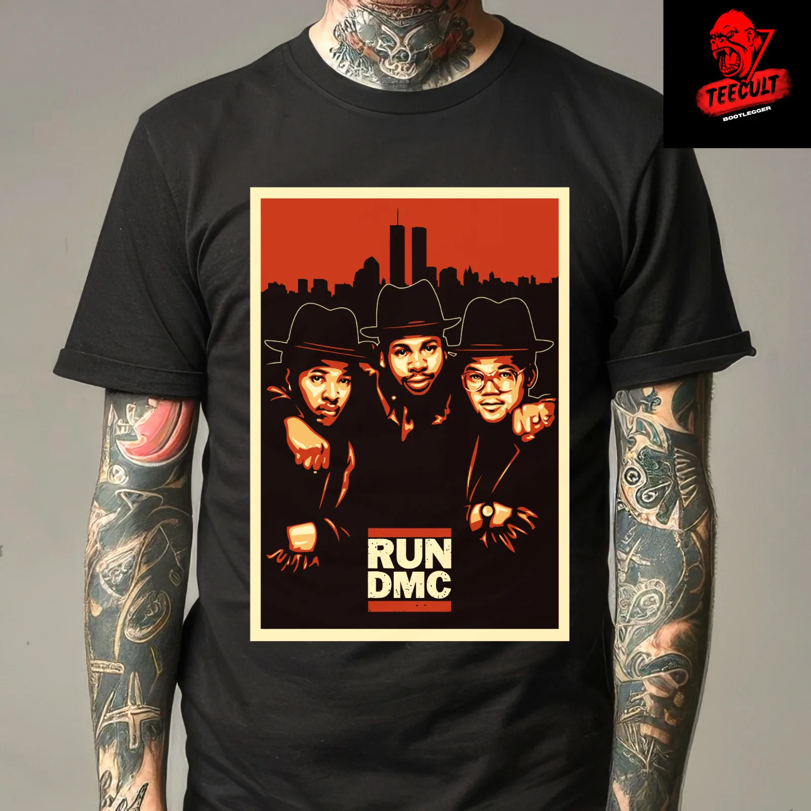 Бег-DMC | Джем Мастер Джей Футболка в стиле хип-хоп унисекс плотная хлопковая