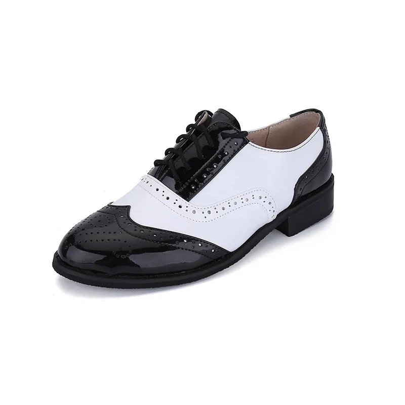 

British College Style Brogue Oxford Women's Shoes Plus Size 33-46 Flat Shoes Custom Genuine Leather Women's Leisure Single Shoes