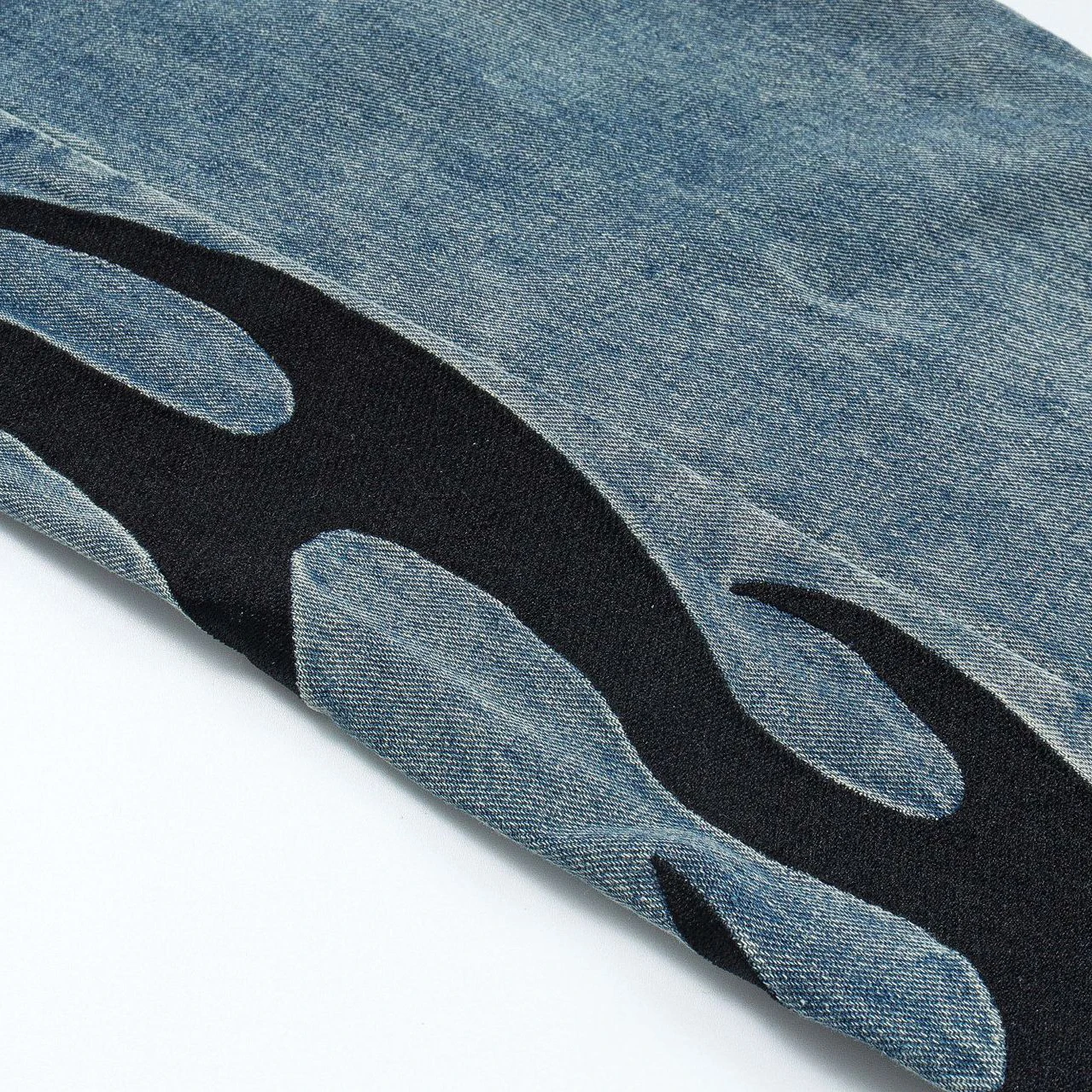 Men Vintage Jeans Flame Letter Embroidered Unisex Denim Pants  Harajuku Streetwear Men Women Casual Straight Jeans