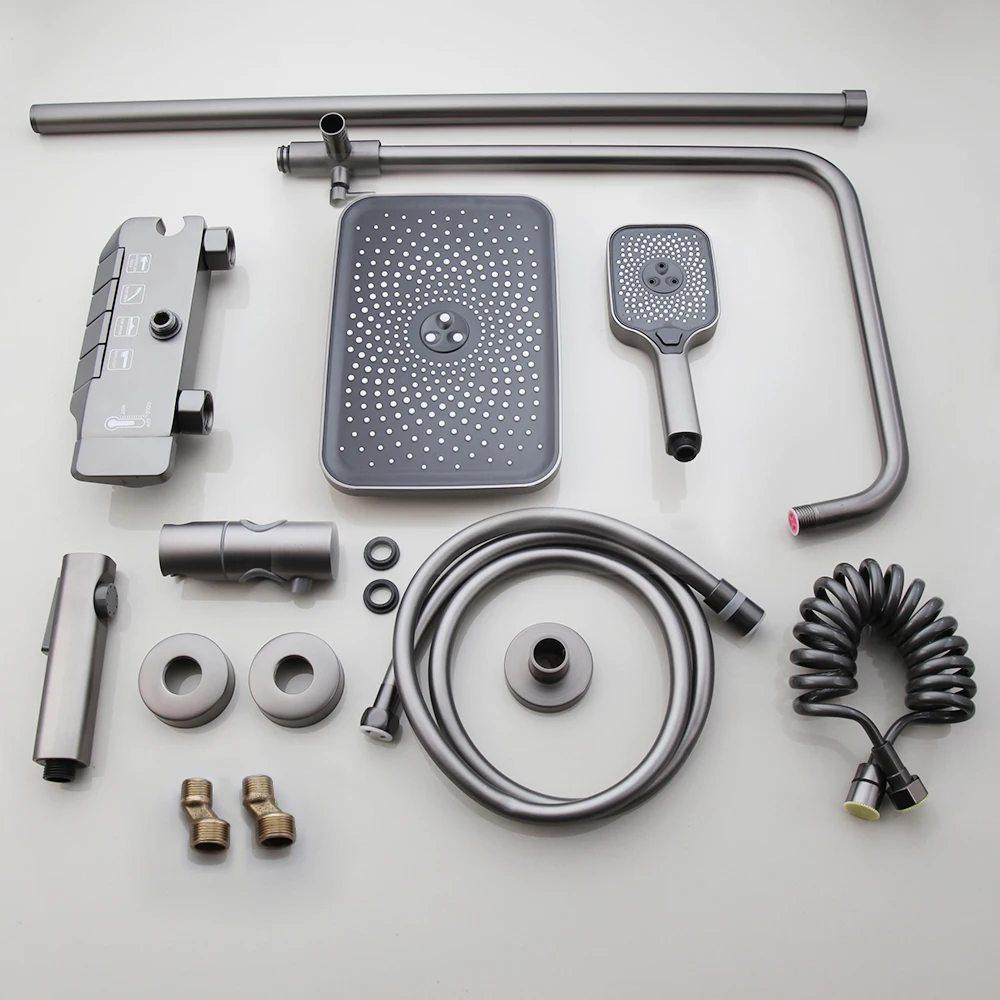 Torayvino серый и смеситель для душа в ванную комнату набор с фортепиано-ключом