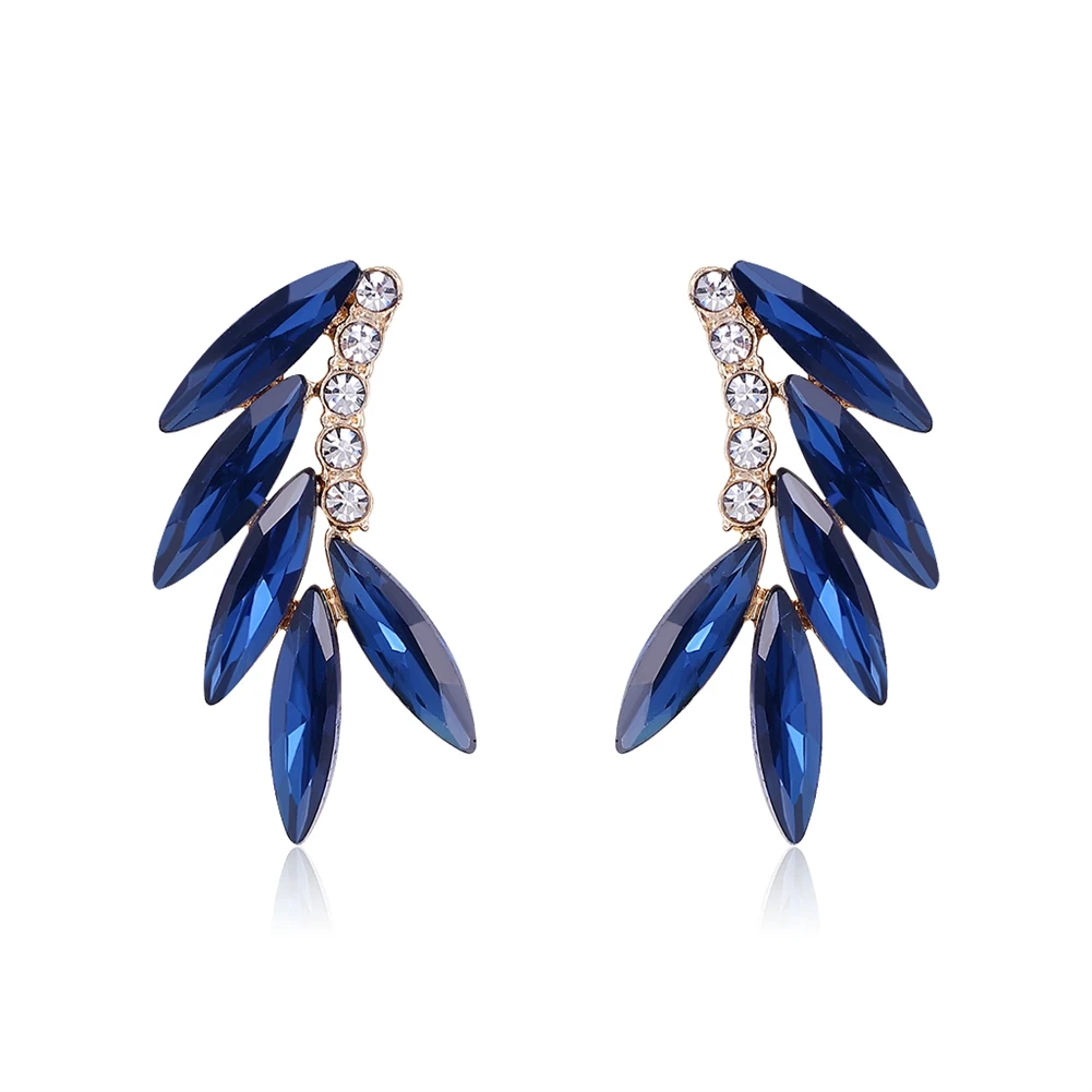 

Винтажные серьги из сплава с кристаллами, геометрические полукруглые серьги Arc для женщин, стильные синие