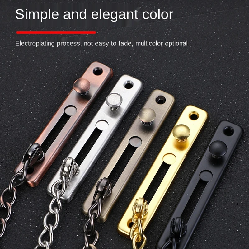 

Door Chain Lock Stainless Steel Security Chain Guard Spring Anti Theft Press Heavy Duty Polished Latch Screw Guard Accessories