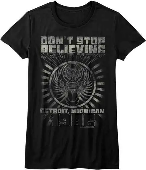 Женская приталенная футболка Journey Don't Stop Believing Детройт 1986 рок-музыка
