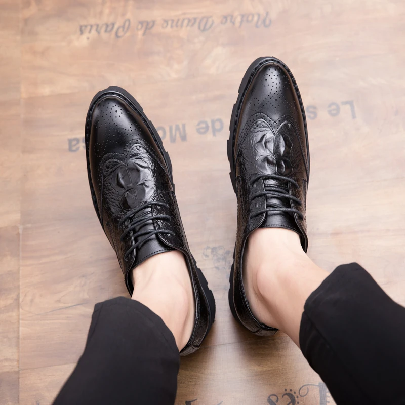 

England style design mens casual business office formal dress carved brogue soft leather shoes gentleman bullock platform shoe